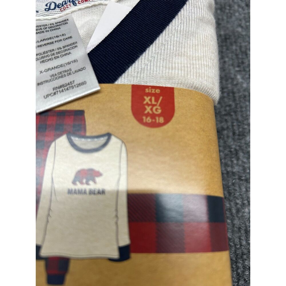 Dearfoams Cozy Comfort Mama Bear Pajama Set Women’s XL 16-18 NWT 2PC Plaid